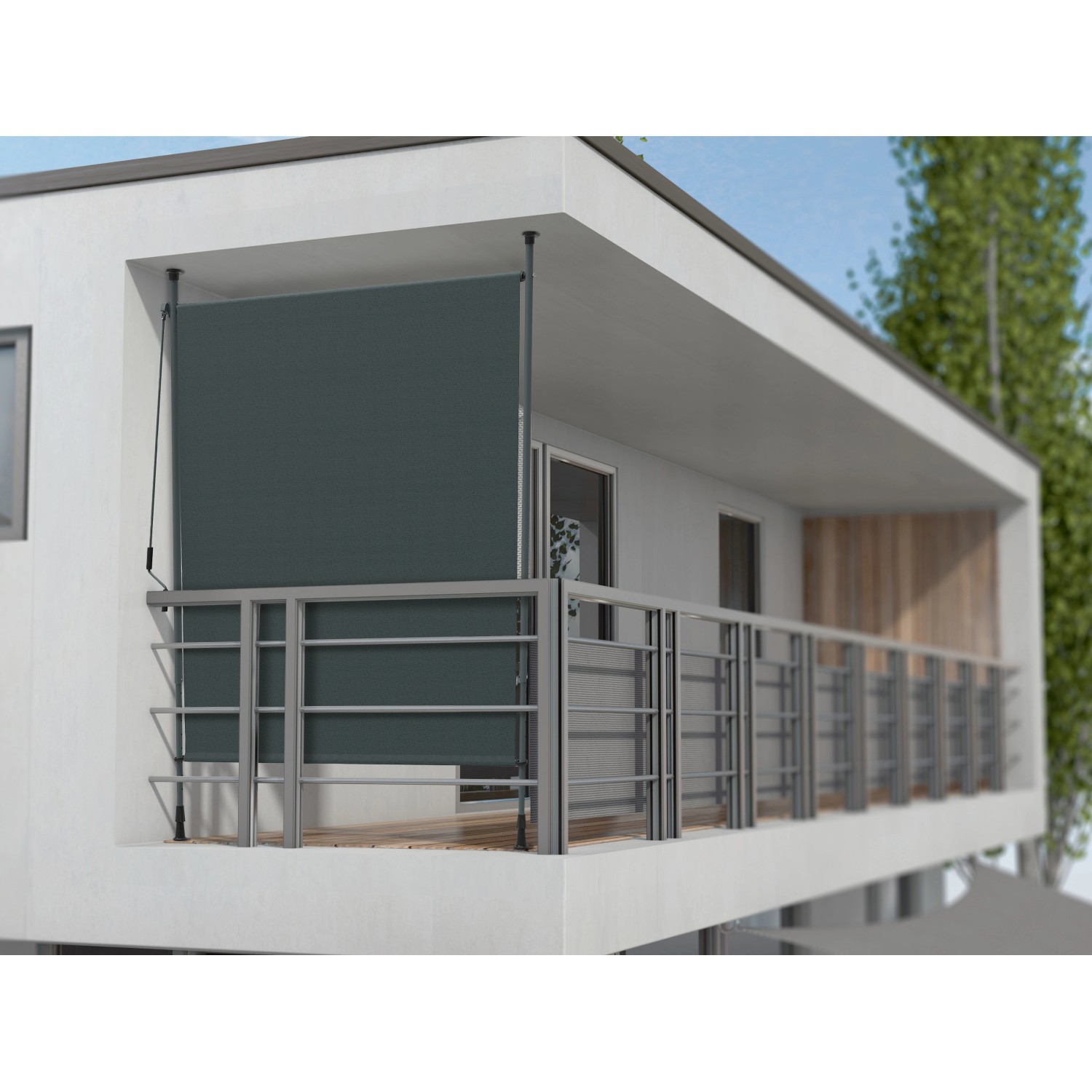 FANTASK Vertikalmarkise Mit Kurbel – Ausziehbarer Sonnenschutz Für Balkon, 150x220-310 Cm, Schwarz