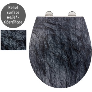 Wenko Sedile WC Slate Rock con chiusura ammortizzata, duroplastico, effetto ardesia per ogni bagno.