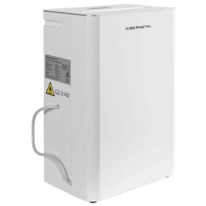 Déshumidificateur Kibernetik M12 blanc. Design compact avec câble latéral. Efficace pour déshumidification et purification.