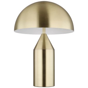 Moderne Globo Tischleuchte Atoma in Messing matt, ø 28 cm. Design-Tischlampe aus Metall.