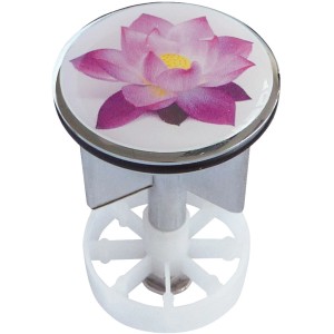 Tappo lavabo con design a fiore di loto, metallo, 38 mm.