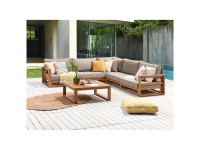 Beliani Lounge-Set Timor II 5-Sitzer Ecksofa Akazienholz Hellbraun