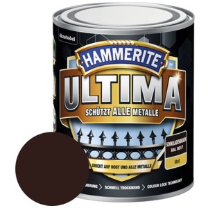 Dose Hammerite Metall-Schutzlack Ultima, Schokoladenbraun matt. Rostschutz für Metalle im Außenbereich.