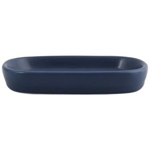 Portasapone MSV Maonie in ceramica blu scuro per il bagno.