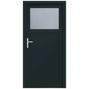 Porte d'entrée secondaire Roro Hamburg Premium anthracite avec verre ornemental ISO, gauche.