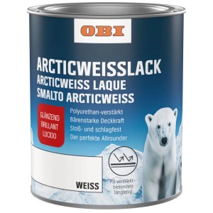 OBI Smalto Bianco Lucido Arcticweiss 375 ml, rinforzato PU. Vernice bianca resistente per interni ed esterni.