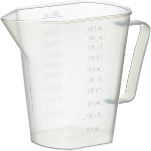 Gobelet doseur transparent LUX 1000 ml avec graduation et poignée.