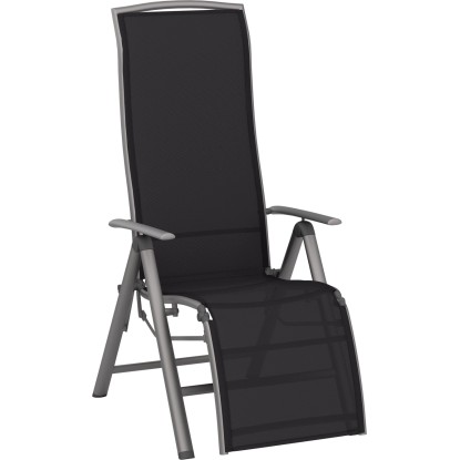 Relaxsessel Welsby Aluminium mit Armlehnen klappbar verstellbar Schwarz