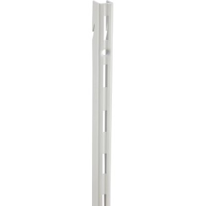 Rail mural en métal blanc, simple rangée, 100 cm pour étagères.