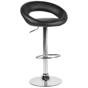 Tabouret de bar Peoria, lot de 2, similicuir noir, pivotant et réglable en hauteur.