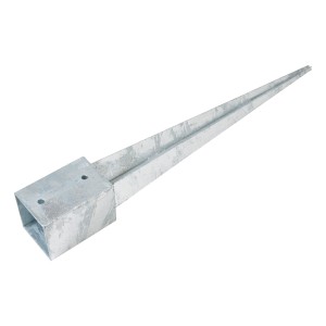 Einschlagbodenhülse, 900 mm, für Vierkantholzpfosten im Garten.