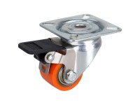 Doerner + Helmer Schwerlast-Lenkrolle mit Platte+Bremse Orange Ø 3,5 cm