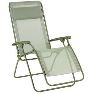 Lafuma Relaxsessel R Clip Batyline® CB Moss, sedia da giardino reclinabile verde con poggiatesta.