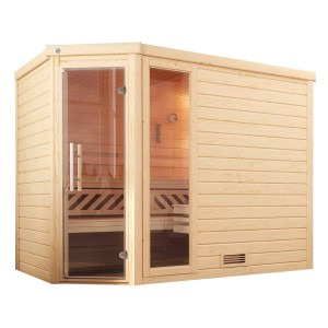 Sauna en bois massif Weka Turku 3 avec porte et fenêtre en verre
