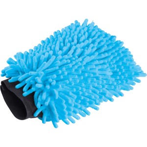 Guanto di pulizia blu in fibra di ciniglia per la pulizia delle superfici.