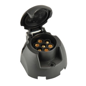 Presa Unitec a 7 poli in plastica, 12 V, per rimorchi auto.