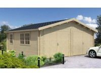 Alpholz Doppelgarage Modell D-44 ISO Fichte Natur B 595 cm x TT 565 cm