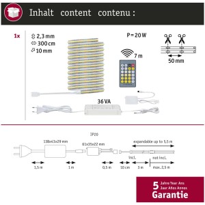 Paulmann MaxLED 500 COB LED-Streifen Basis-Set, 3m, Tunable White, mit Zubehör und Garantie.