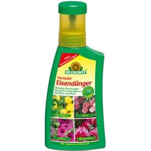 Neudorff Ferramin Engrais Fer flacon de 250ml pour feuilles vertes des plantes ornementales, arbustes et gazons.