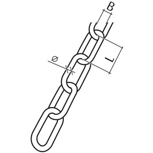 Schizzo di una catena di saldatura Conacord forma C, acciaio V4A, inossidabile, con dimensioni.