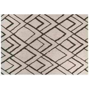 Tapis Shaggy Yesilkoy vert foncé (160x230 cm) avec motif géométrique en coton.