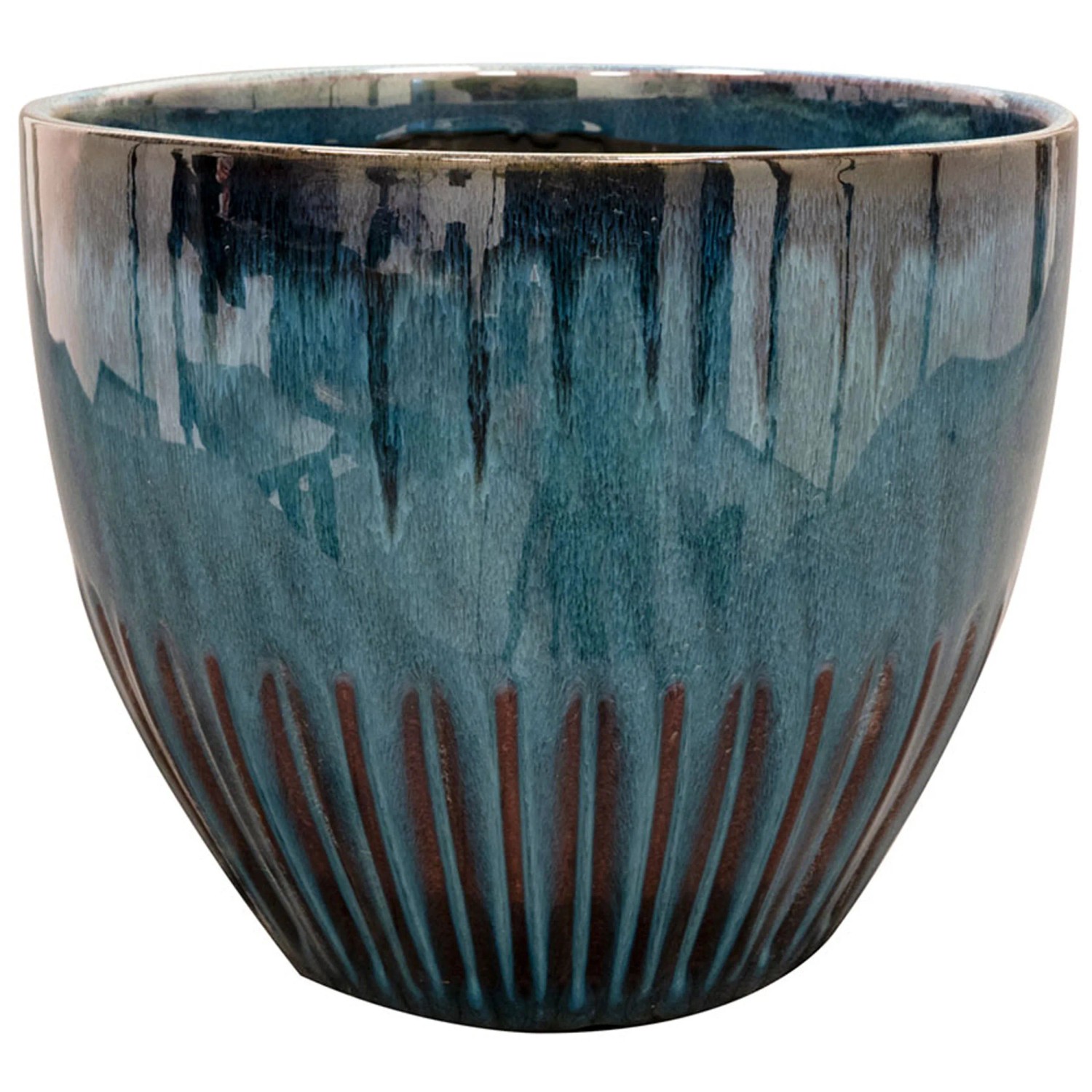 Blumentopf Keramik Blau Glasiert