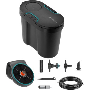 Set Gardena AquaBloom con contenitore d'acqua e accessori per irrigazione Micro-Drip.