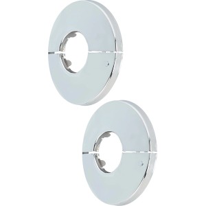 Due rosette a scatto LUX cromate, Ø 18 mm, per coprire i passaggi dei tubi.