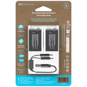 Pale Blue Batterie USB-C 9V (2 pz.) con cavo di ricarica nella confezione.