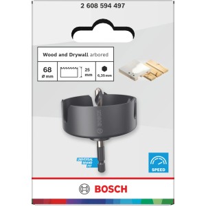 Scie cloche Bosch Wood and Drywall, Ø 68mm, grise. Pour percer le bois et les plaques de plâtre.