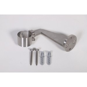 Support de main courante en acier inoxydable V2A avec collier (Ø 40mm) et matériel de fixation pour rampes d'escalier.