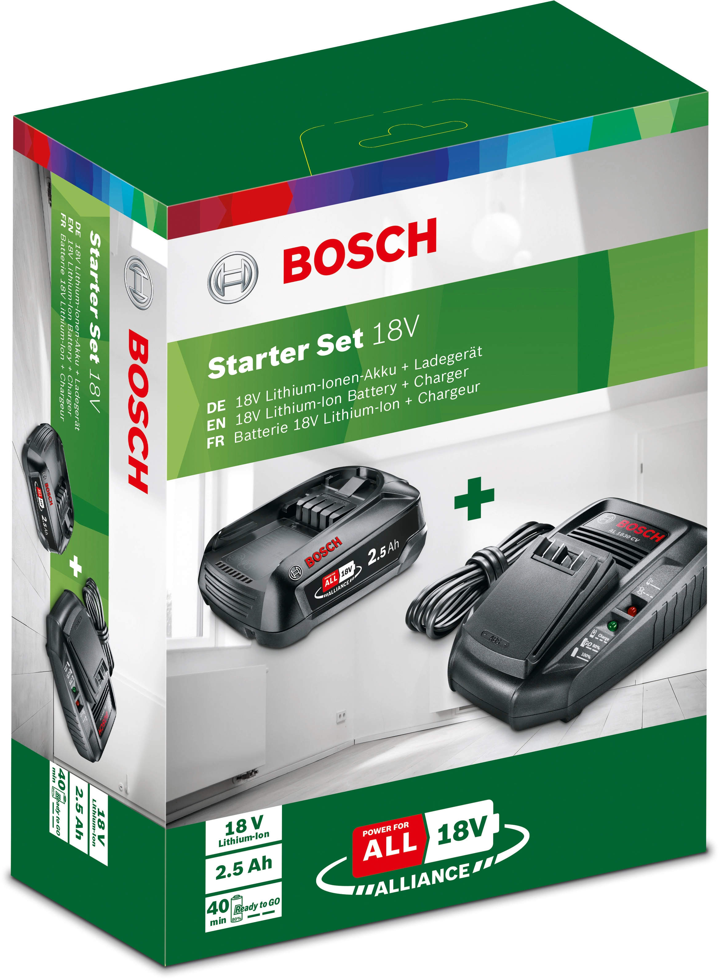 Bosch pack de base batterie 18V Li-Ion 2,5Ah + AL 1810 CV chargeur