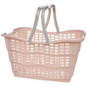 Cesto per la spesa Keeeper Alma, rosa nordico, 15 litri, con manici grigi.