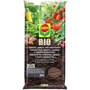 Sac de terreau Compo Bio pour tomates, légumes et herbes, sans tourbe, 20 l.