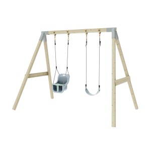 PolarPlay Altalena Pappagallo Azzurro Ghiaccio: Altalena in legno con seggiolino e altalena normale.