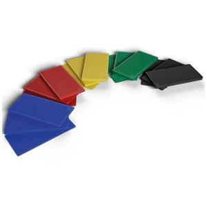 Roro Montageplättchen-Mix, 15 cales de montage en plastique de couleurs et épaisseurs variées.
