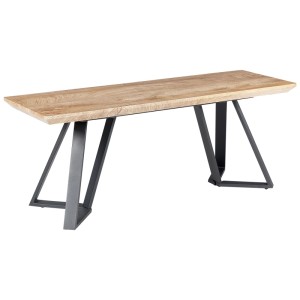 Banc Beliani Upton, plateau MDF marron et structure en métal, 48x120x40 cm. Tabouret style industriel.