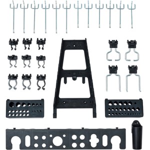 Kit de supports Küpper, 30 pièces pour systèmes de panneaux perforés : crochets, supports et accessoires pour outils.