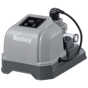 Bestway Salzwasseranlage Hydrogenic, grau, mit Display und transparentem Element zur Pool Desinfektion.