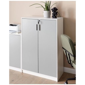Beliani Armoire de bureau Zehna gris clair/blanc 117 x 80 x 40 cm