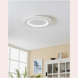 Plafoniera LED bianca Eglo Connect Padrogiano-Z con funzione RGB/CCT, diametro 45cm.