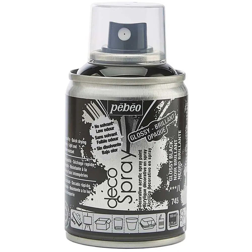 Pébéo Decospray Schwarz Glänzend 100 Ml – Hochpigmentierte Acryl-Sprühfarbe | Für Innen & Außen