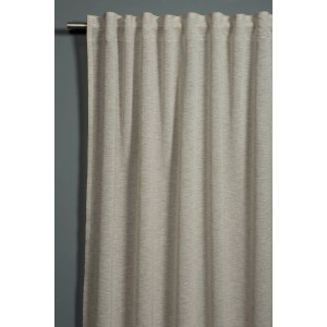 Sciarpa beige Bennetti con nastro per tende effetto naturale, 140x175 cm, per bastone o binario per tende.