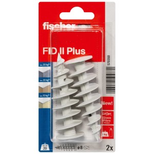 Confezione da 2 Fischer FID II Plus tasselli per isolamento, 8x60mm, per fissaggi sicuri in materiali isolanti.