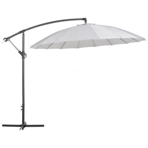 Beliani Ampelschirm Calabria II Stoff Hellgrau Ø 268 x 235 cm