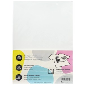I Am Creative Papier transfert A4, 5 feuilles pour tissus clairs, pour impression et repassage.