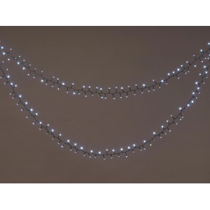 Guirlande lumineuse OBI extérieure avec 400 LED blanc froid sur câble vert, 8 m, éclairée pour jardin et balcon.