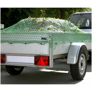 Rimorchio auto carico con rete verde Cartrend 2,5 x 4 m per la messa in sicurezza del carico.
