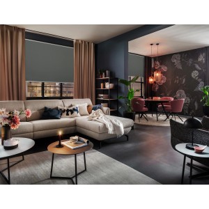 Schöner Wohnen store thermique Martha, 45x150 cm, anthracite, dans un salon moderne.