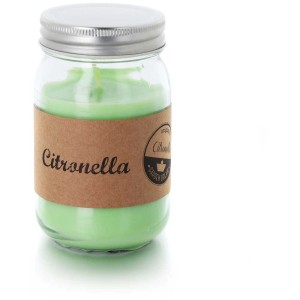 Helle Balthasar Citronella Duftkerze im Glas (Ø 7,5 cm, 13 cm hoch) für den Outdoor-Bereich.